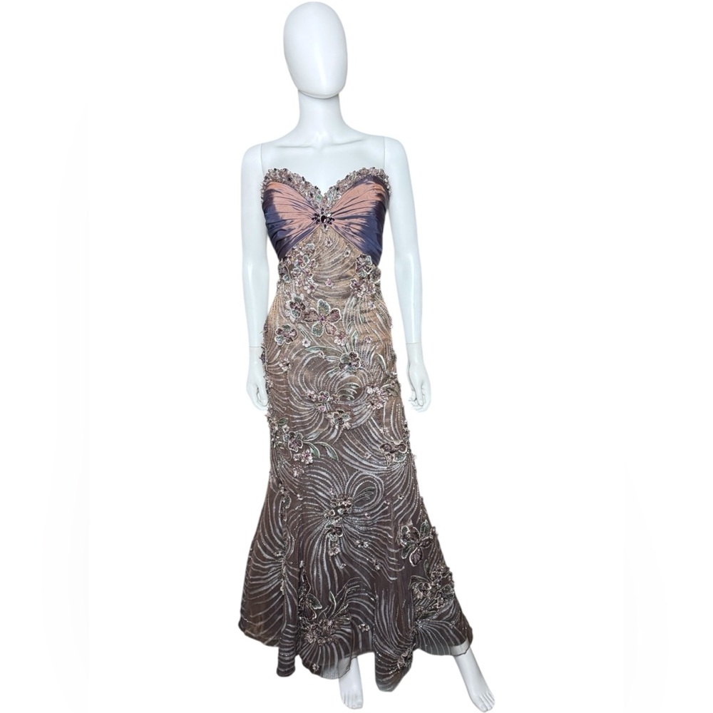 Ysa Makino Custom Floral Embellished Strapless Dress